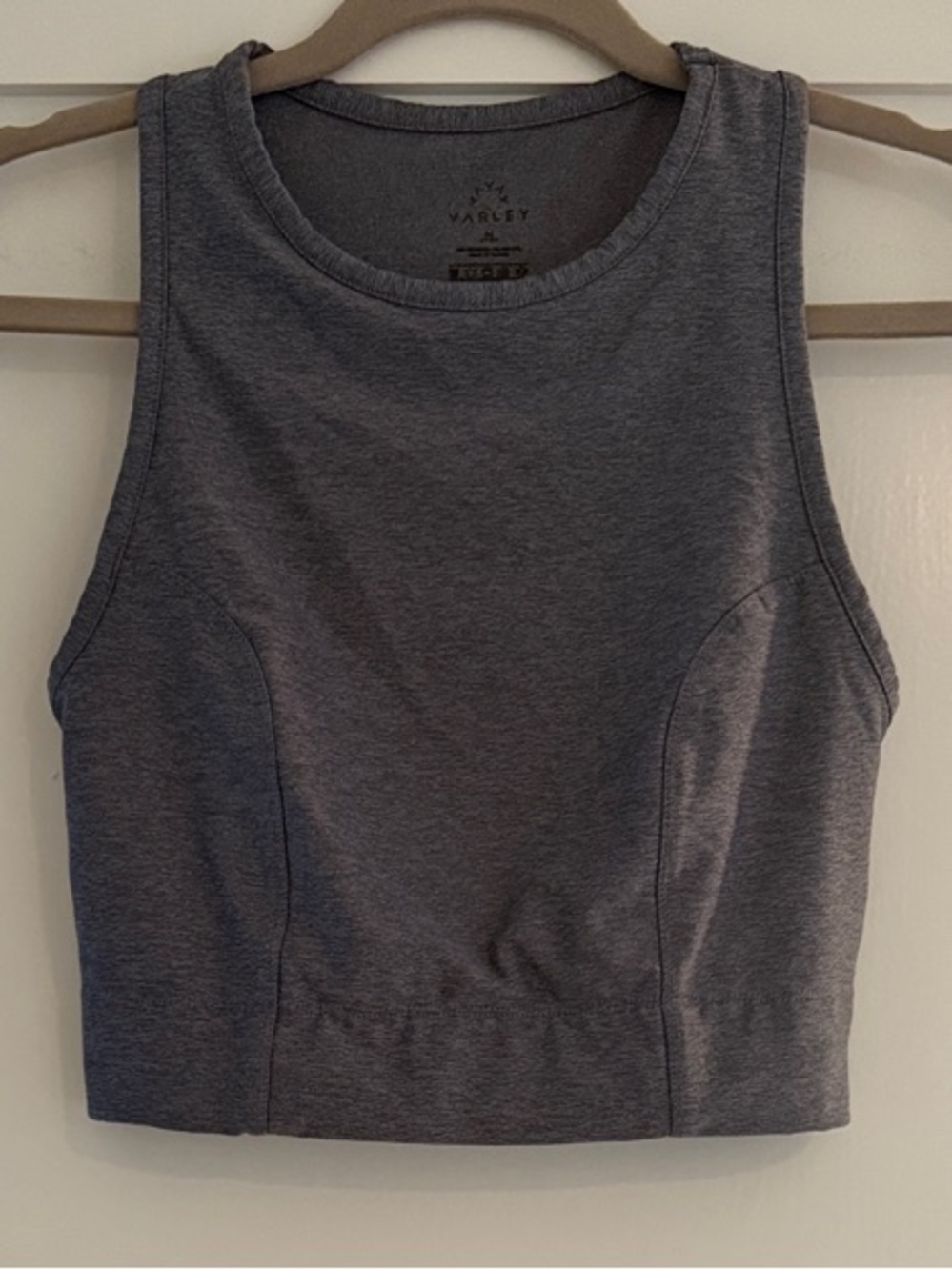 Varley Crewneck Cropped Tank Top in Heathered Gray | Size Medium